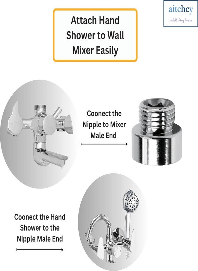 Aitchcy Brass Converter Nipple | 3/4 Inch Female to 1/2 Inch Male Thread Adapter Nipple for Connecting Hand Shower to Wall Mixer | Adapter for Plumbing Applications (1pc) - Image 2